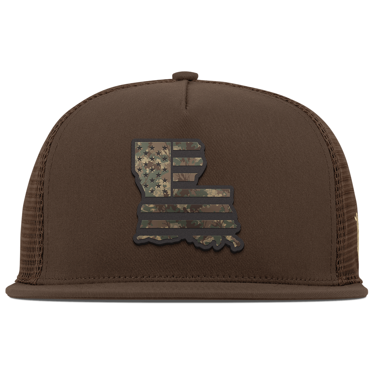 Louisiana Timber Camo Patriot Flat 5 Panel Trucker Brown