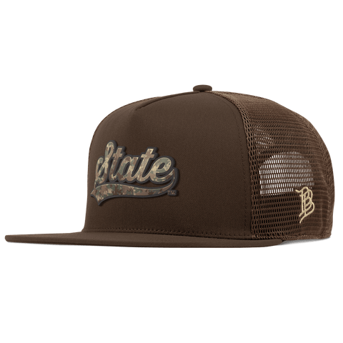 Michigan State University "Michigan State Timber Camo Series" Flat 5 Panel Trucker Brown