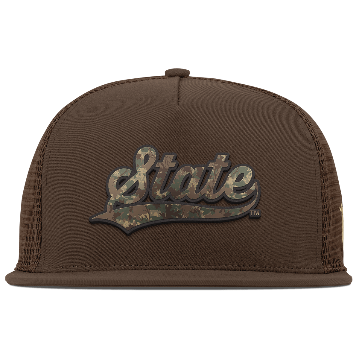 Michigan State University "Michigan State Timber Camo Series" Flat 5 Panel Trucker Brown