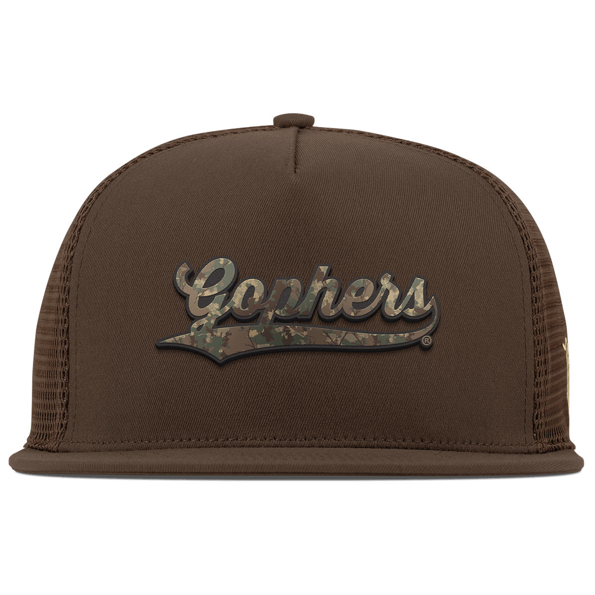 University of Minnesota "Minnesota Timber Camo Series" Flat 5 Panel Trucker Brown