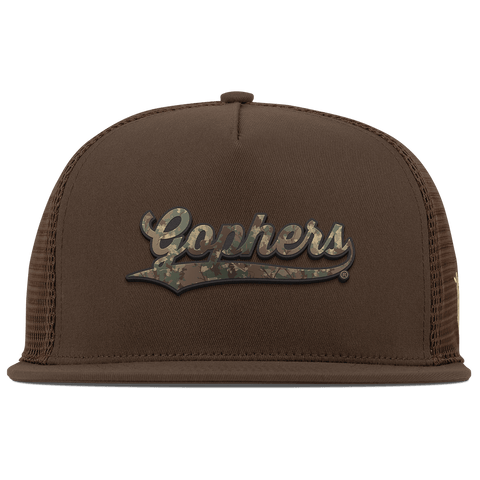 University of Minnesota "Minnesota Timber Camo Series" Flat 5 Panel Trucker Brown