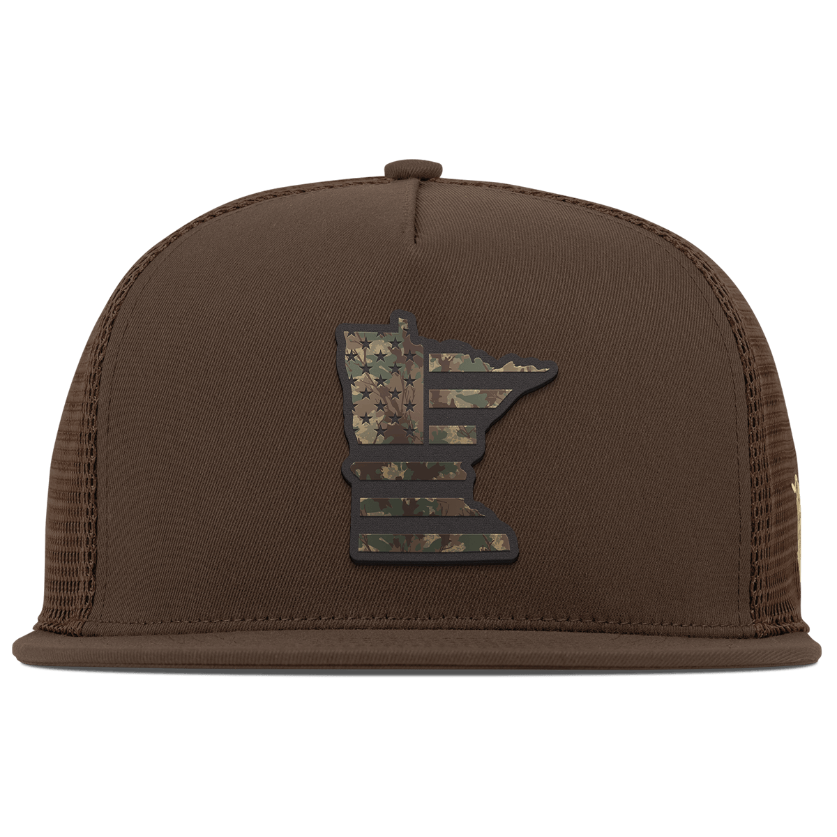 Minnesota Timber Camo Patriot Flat 5 Panel Trucker Brown