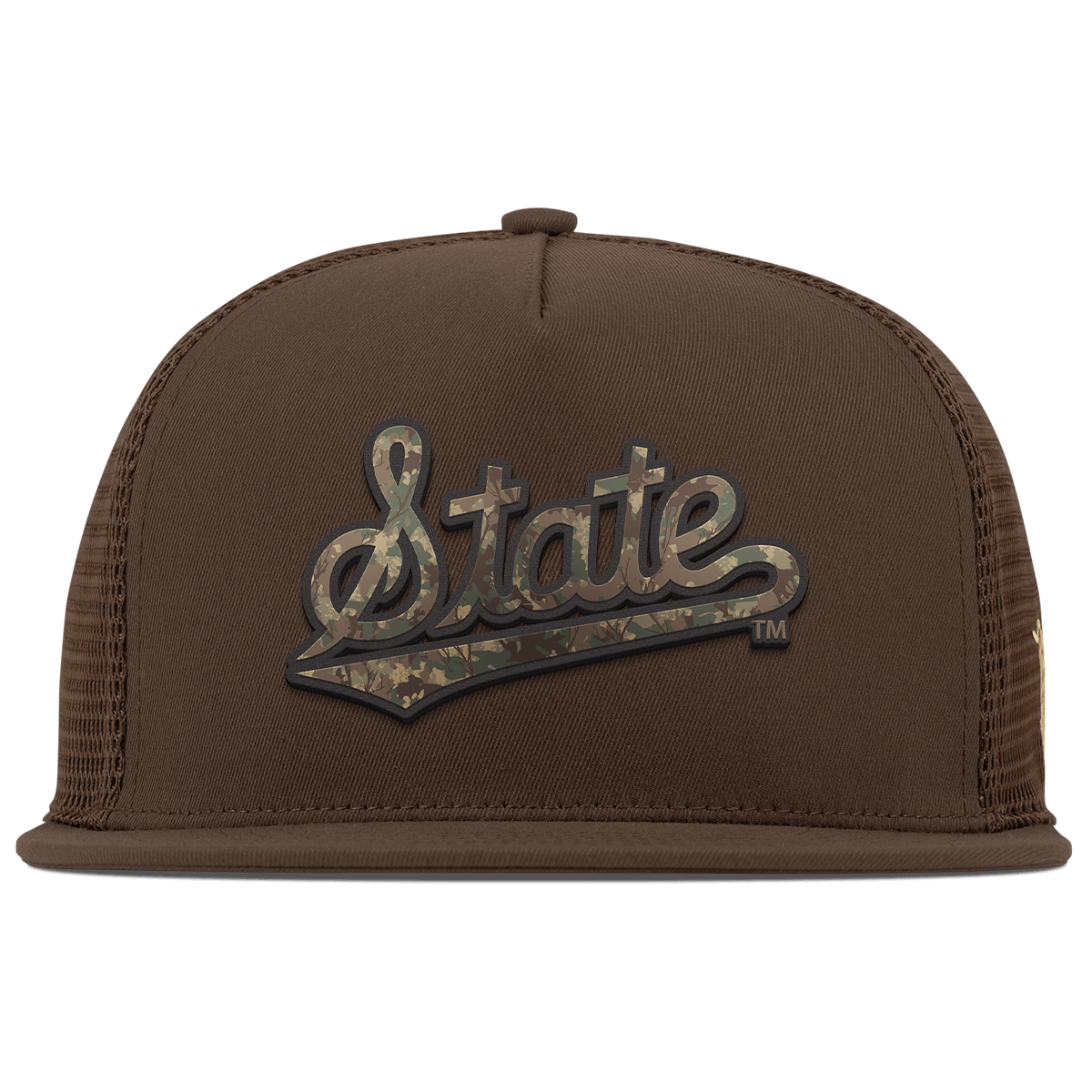 Mississippi State University "Mississippi Timber Camo Series" Flat 5 Panel Trucker Brown