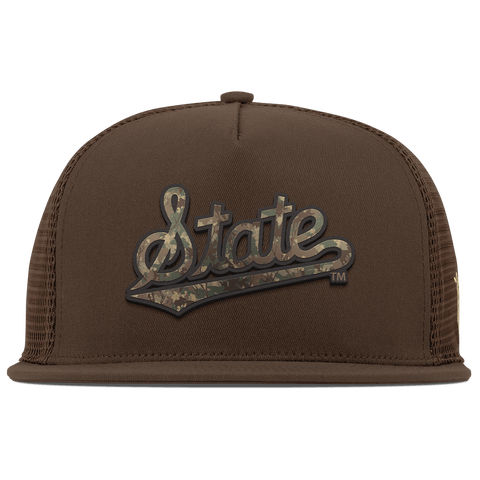 Mississippi State University "Mississippi Timber Camo Series" Flat 5 Panel Trucker Brown