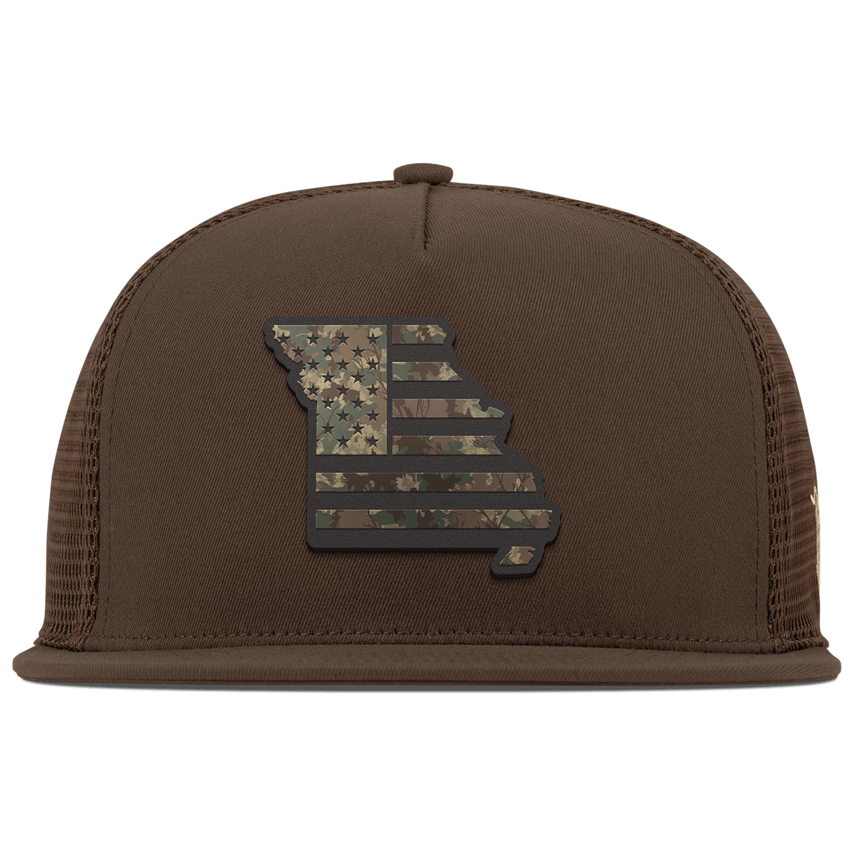 Missouri Timber Camo Patriot Flat 5 Panel Trucker Brown