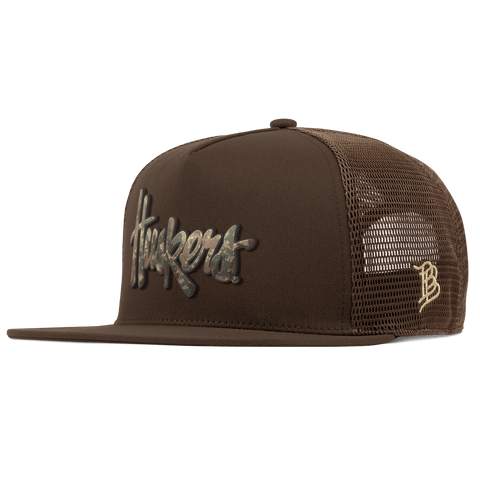 University of Nebraska "Nebraska Timber Camo Series" Flat 5 Panel Trucker Brown