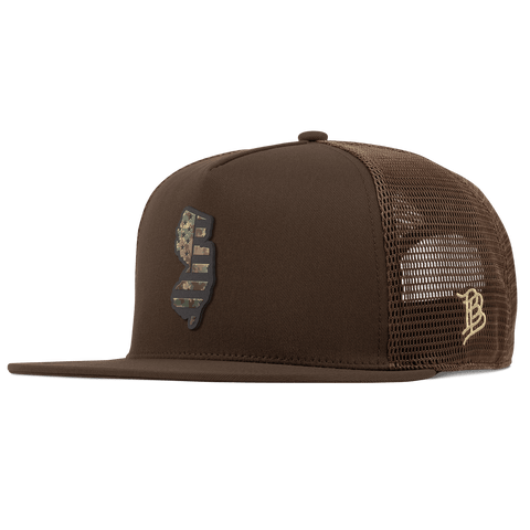 New Jersey Timber Camo Patriot Flat 5 Panel Trucker Brown