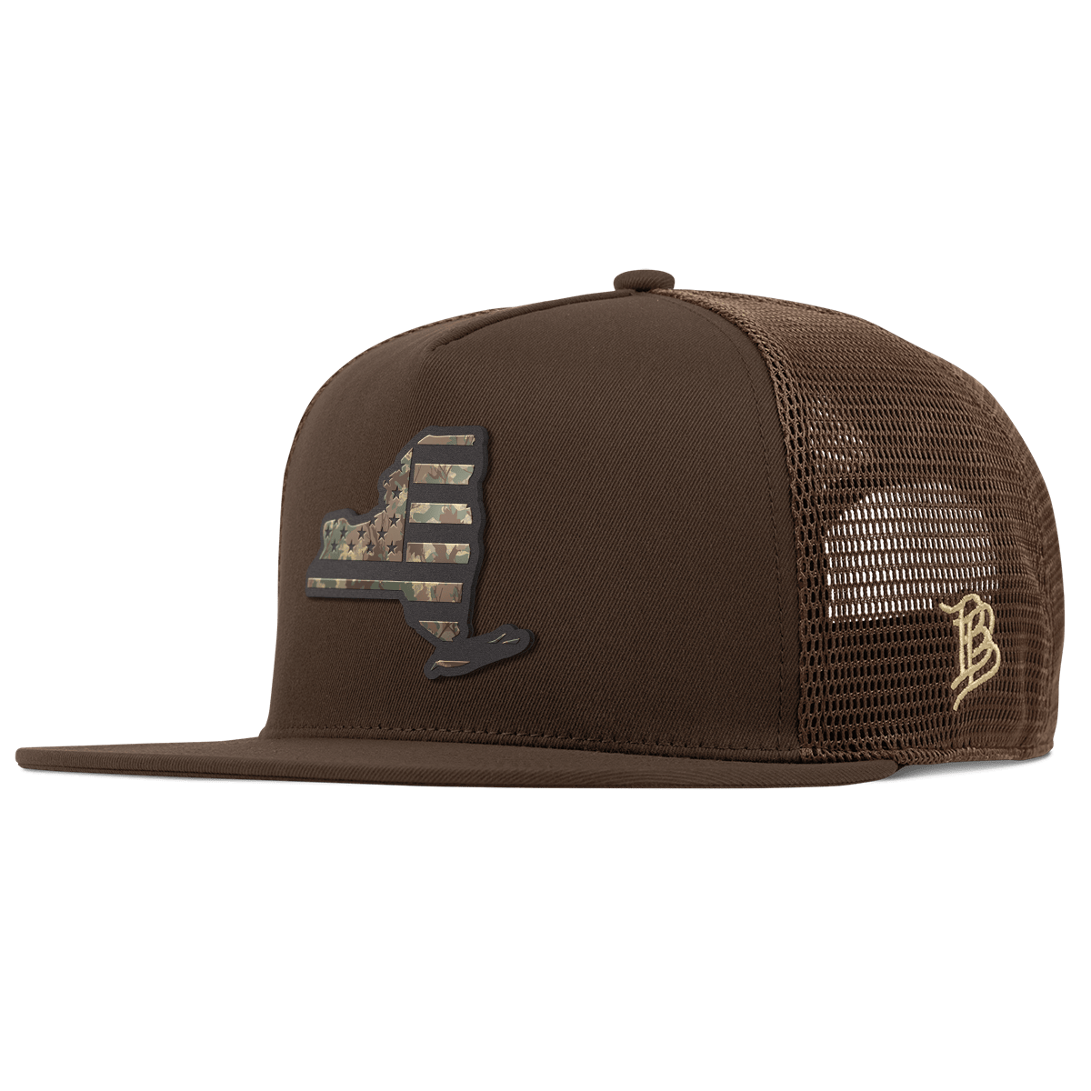 New York Timber Camo Patriot Flat 5 Panel Trucker Brown
