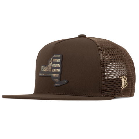 New York Timber Camo Patriot Flat 5 Panel Trucker Brown