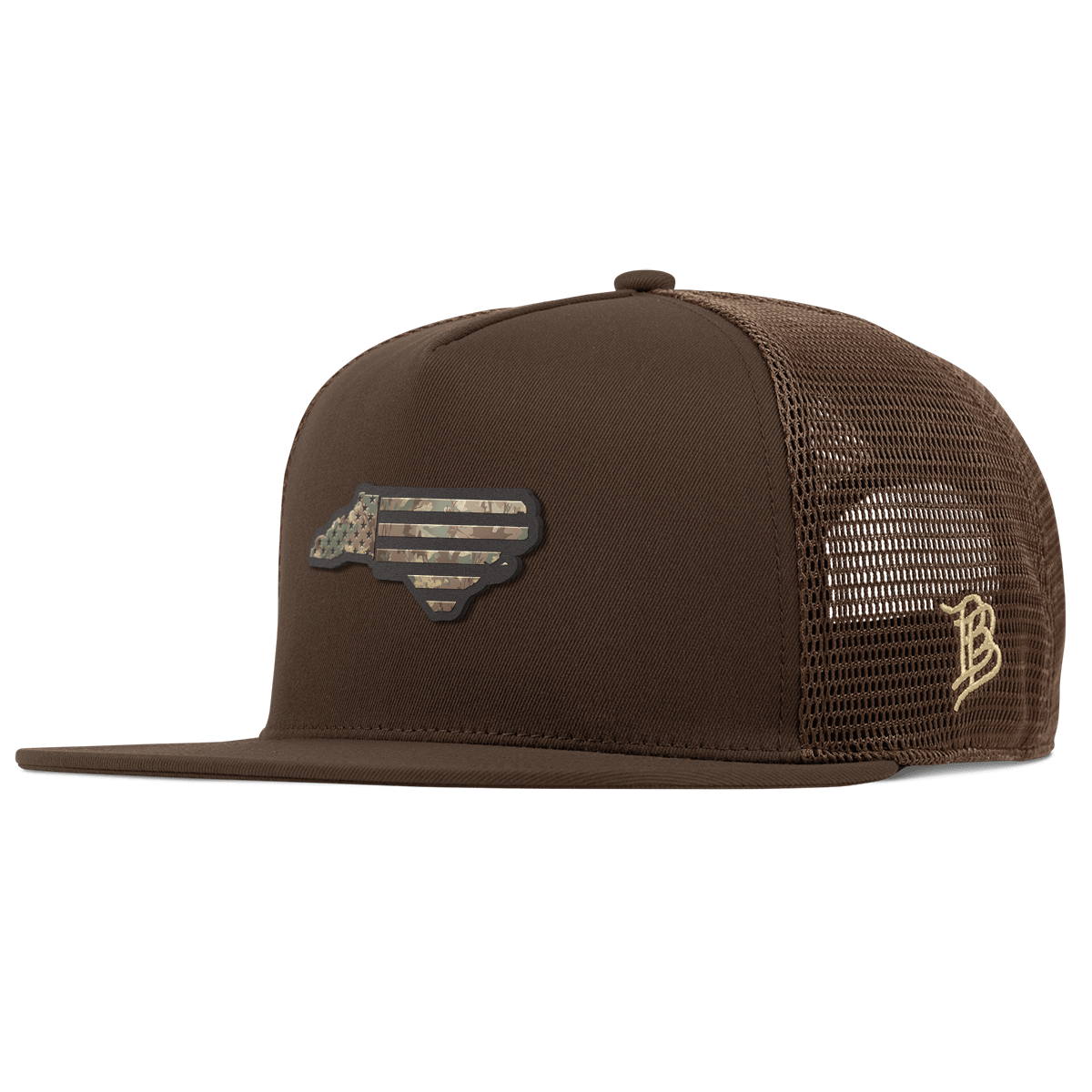 North Carolina Timber Camo Patriot Flat 5 Panel Trucker Brown
