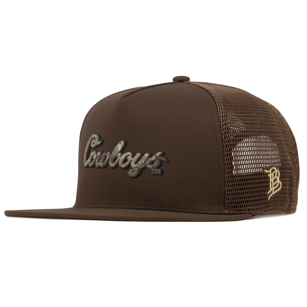 Oklahoma State University "Oklahoma State Timber Camo Series" Flat 5 Panel Trucker Brown