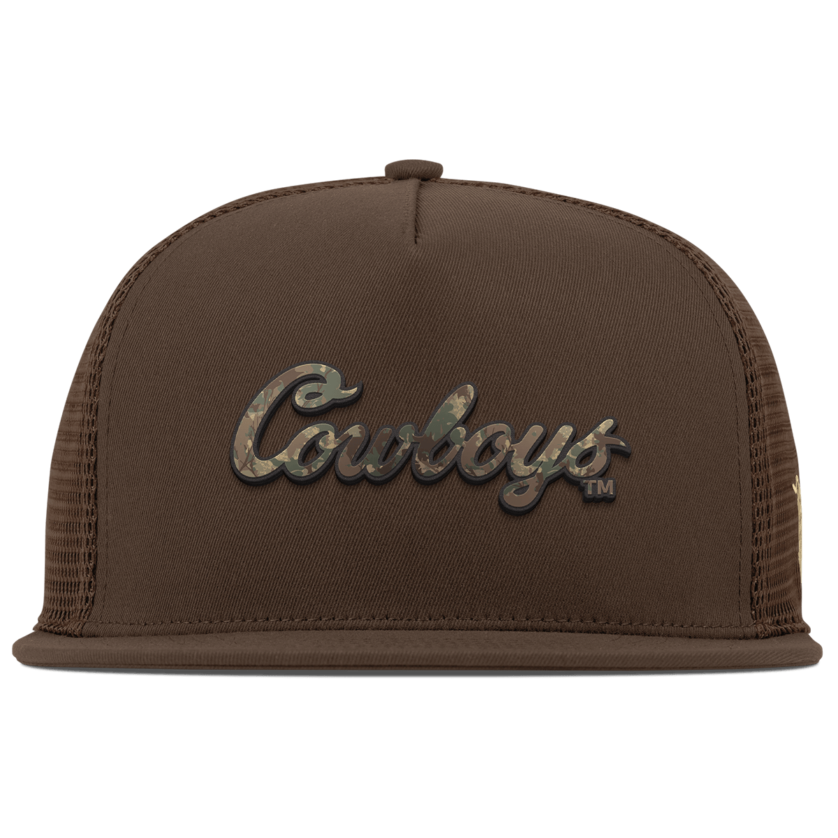 Oklahoma State University "Oklahoma State Timber Camo Series" Flat 5 Panel Trucker Brown