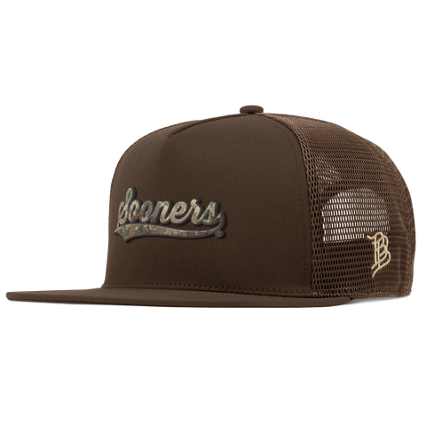 University of Oklahoma "Oklahoma Timber Camo Series" Flat 5 Panel Trucker Brown