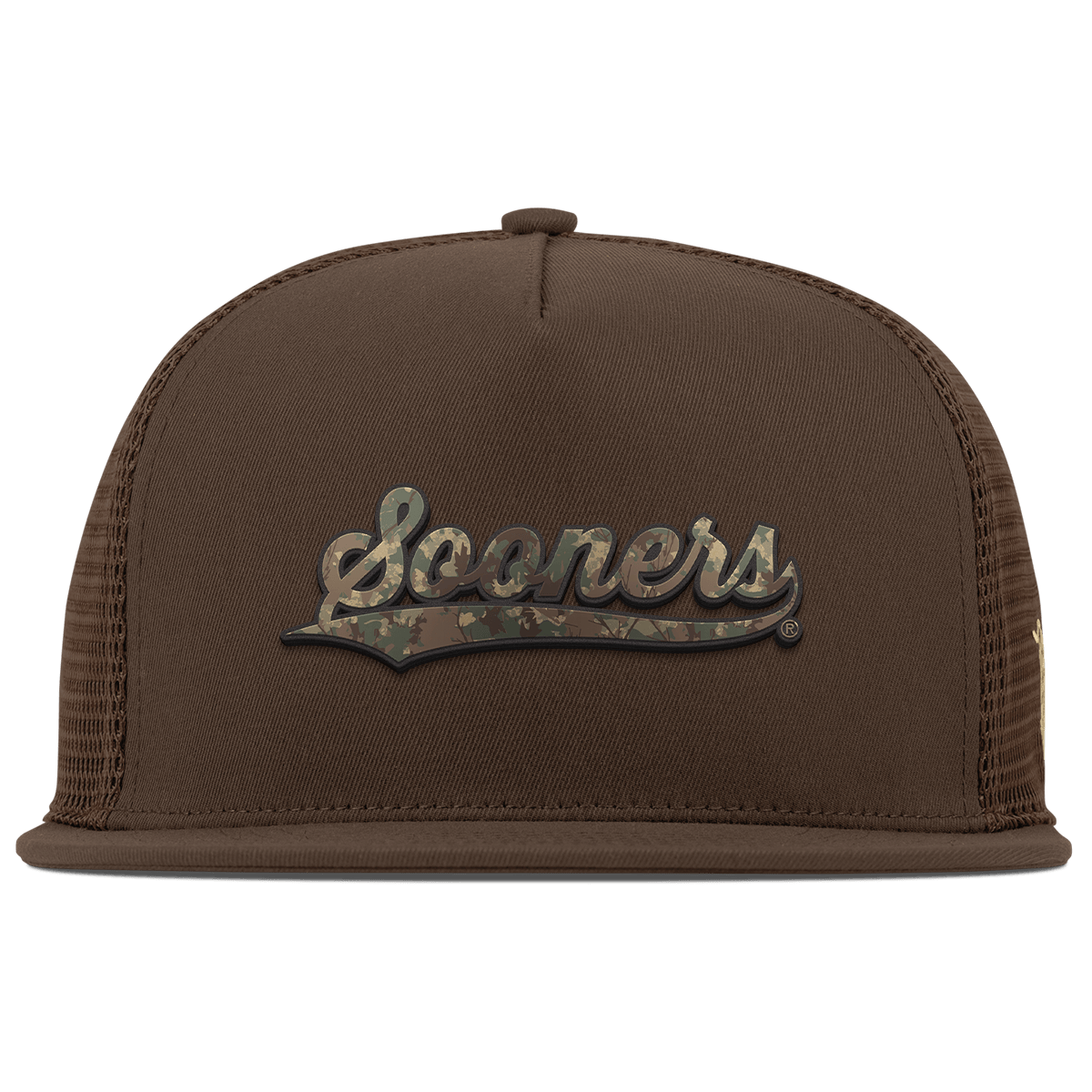 University of Oklahoma "Oklahoma Timber Camo Series" Flat 5 Panel Trucker Brown