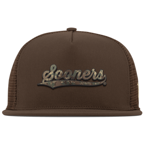 University of Oklahoma "Oklahoma Timber Camo Series" Flat 5 Panel Trucker Brown