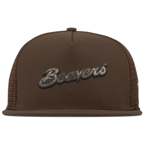 Oregon State University "Oregon State Timber Camo Series" Flat 5 Panel Trucker Brown