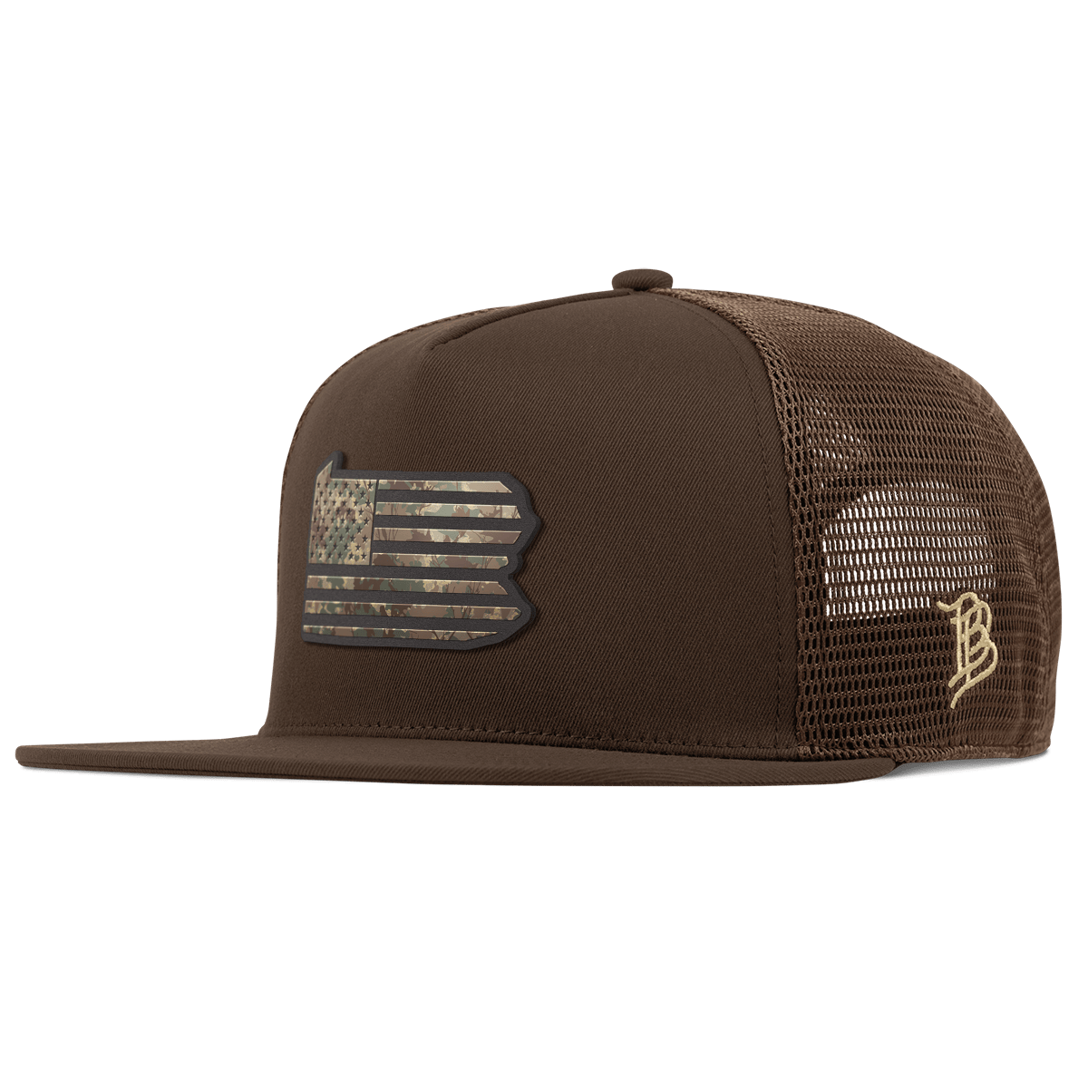 Pennsylvania Timber Camo Patriot Flat 5 Panel Trucker Brown