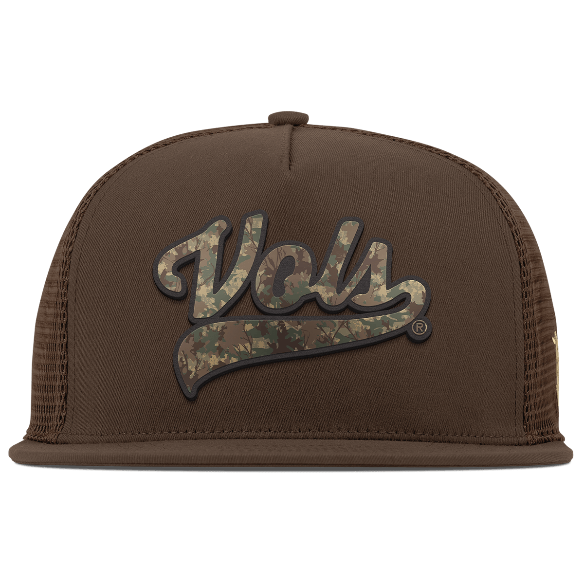 University of Tennessee "Tennessee Timber Camo Series" Flat 5 Panel Trucker Brown