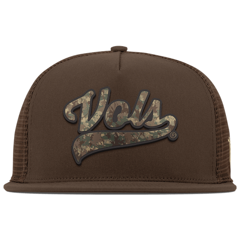 University of Tennessee "Tennessee Timber Camo Series" Flat 5 Panel Trucker Brown