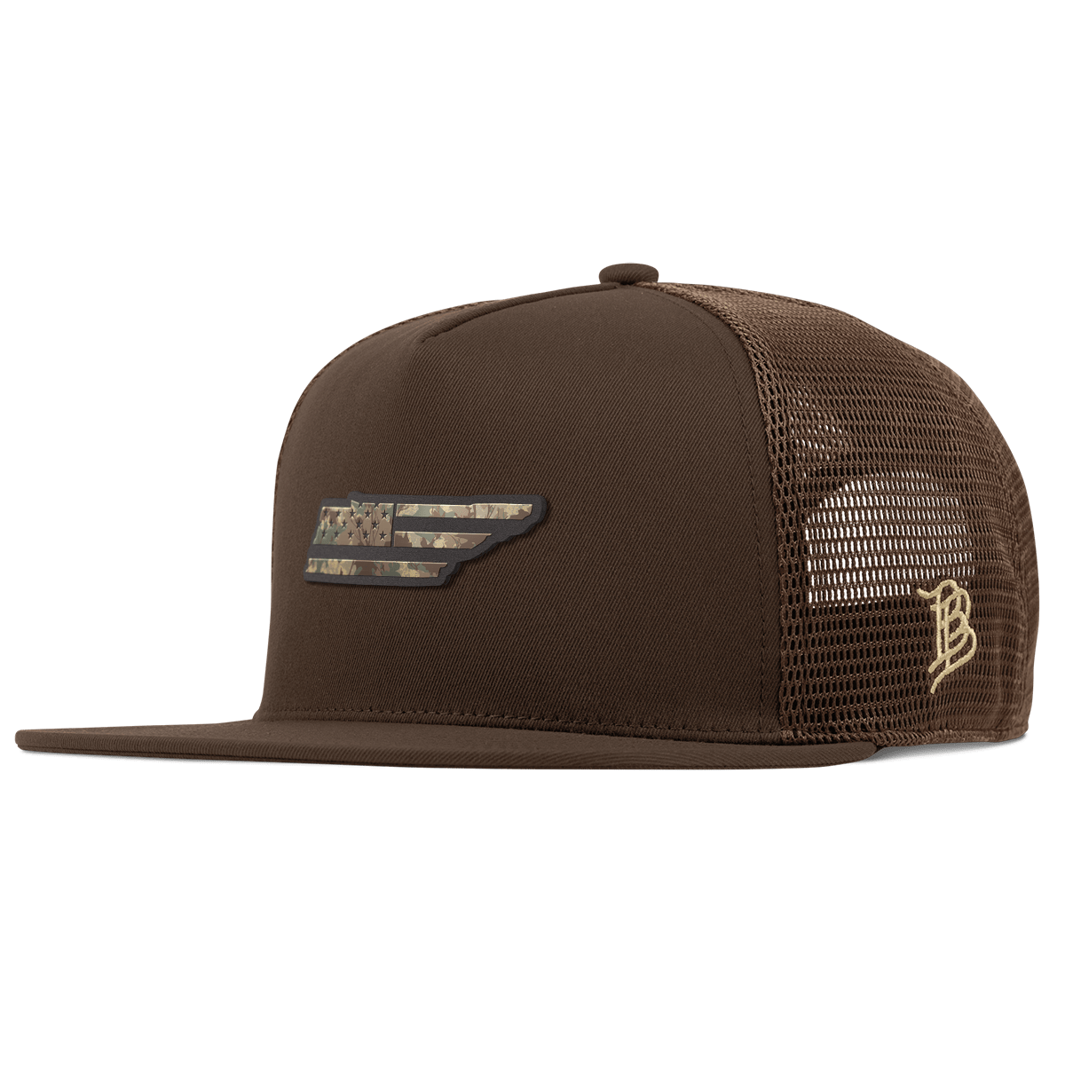 Tennessee Timber Camo Patriot Flat 5 Panel Trucker Brown