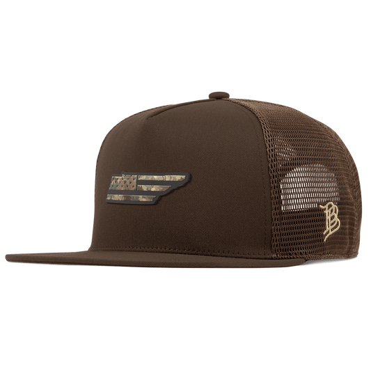 Tennessee Timber Camo Patriot Flat 5 Panel Trucker Brown