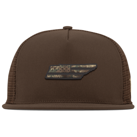 Tennessee Timber Camo Patriot Flat 5 Panel Trucker Brown