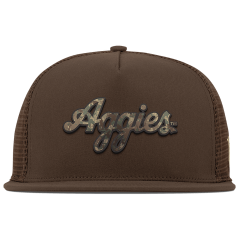 Texas A&M University "Texas A&M Timber Camo Series" Flat 5 Panel Trucker Brown