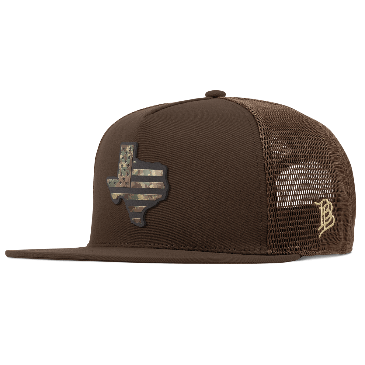 Texas Timber Camo Patriot Flat 5 Panel Trucker Brown