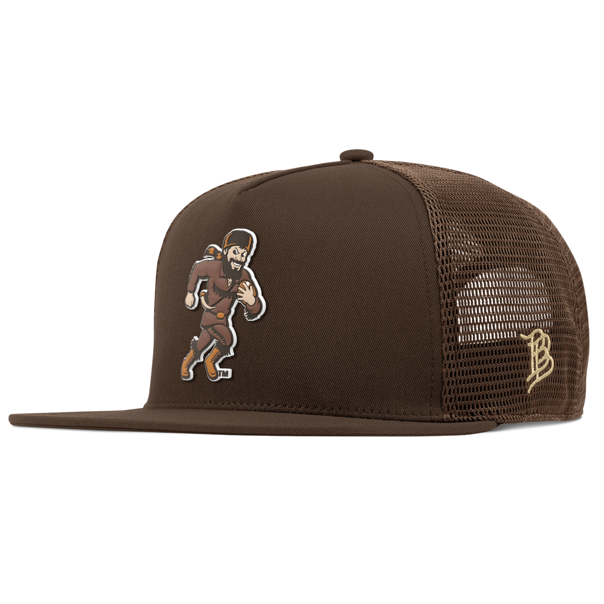 West Virginia University "WVU Mountaineer Football Logo" Flat 5 Panel Trucker Brown