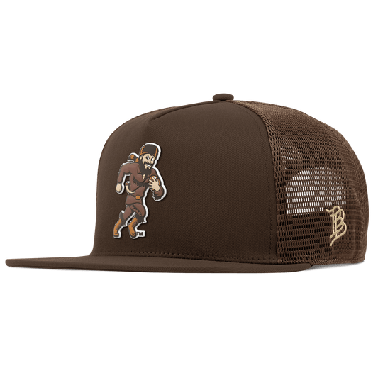 West Virginia University "WVU Mountaineer Football Logo" Flat 5 Panel Trucker Brown