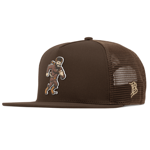 West Virginia University "WVU Mountaineer Football Logo" Flat 5 Panel Trucker Brown