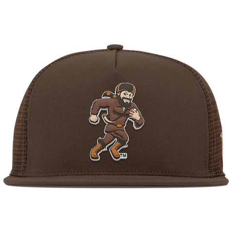 West Virginia University "WVU Mountaineer Football Logo" Flat 5 Panel Trucker Brown