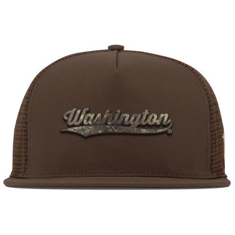 University of Washington "Washington Timber Camo Series" Flat 5 Panel Trucker Brown