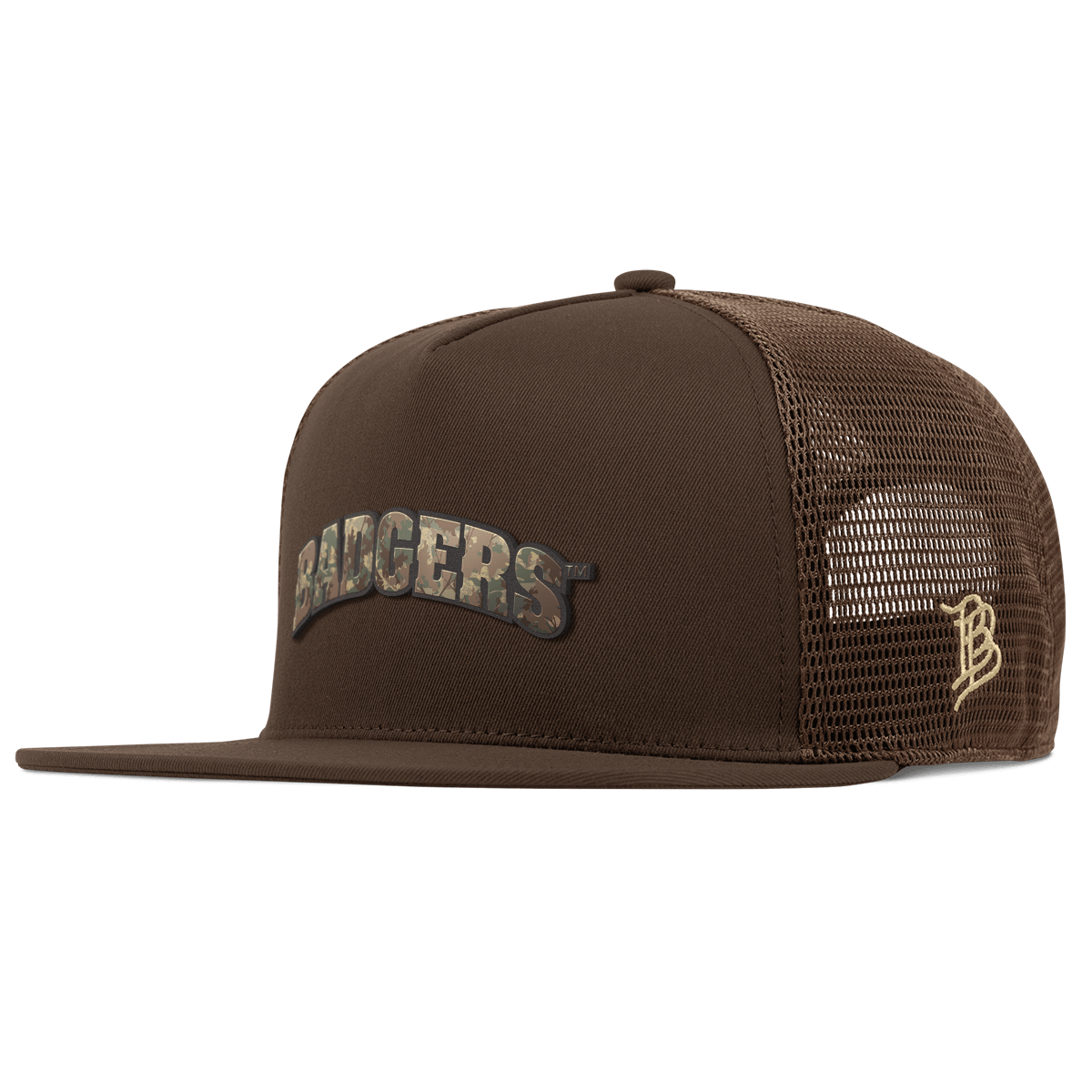 University of Wisconsin "Wisconsin Timber Camo Series" Flat 5 Panel Trucker Brown