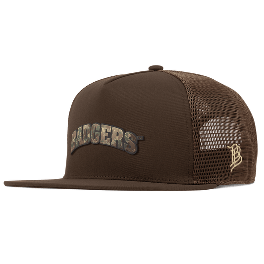 University of Wisconsin "Wisconsin Timber Camo Series" Flat 5 Panel Trucker Brown