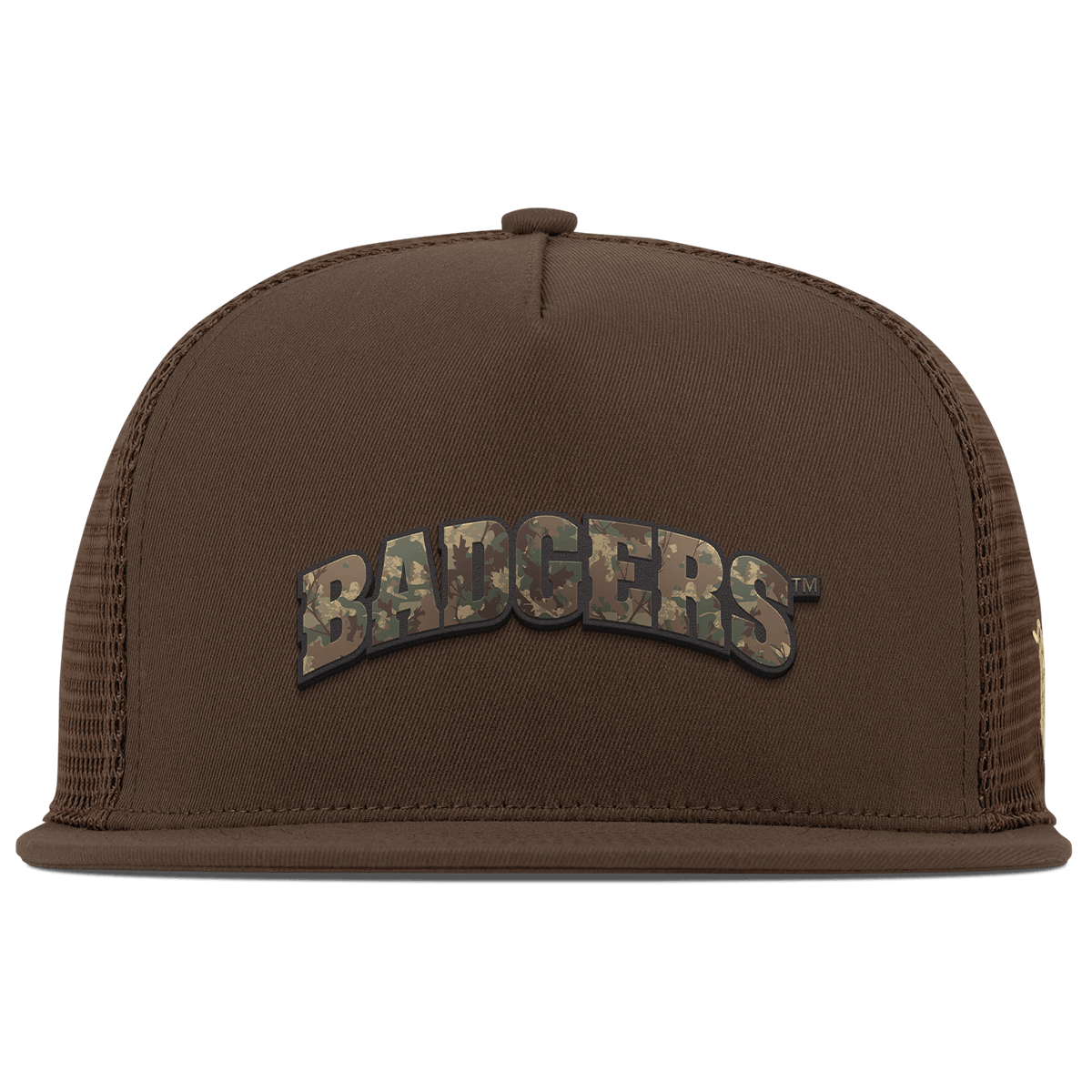 University of Wisconsin "Wisconsin Timber Camo Series" Flat 5 Panel Trucker Brown