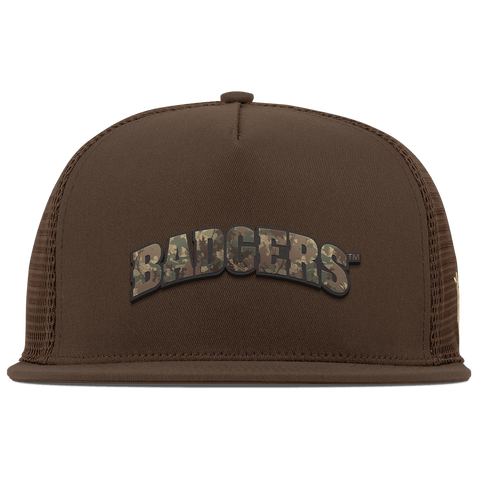 University of Wisconsin "Wisconsin Timber Camo Series" Flat 5 Panel Trucker Brown