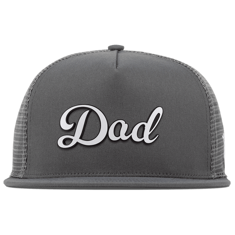 Dad Script Flat 5 Panel Trucker Iron