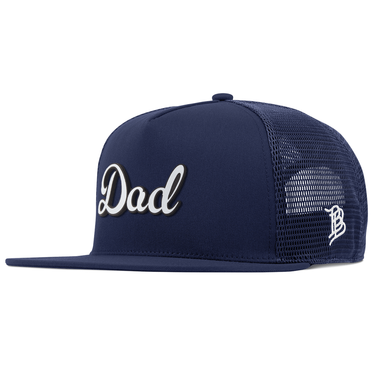 Dad Script Flat 5 Panel Trucker Navy