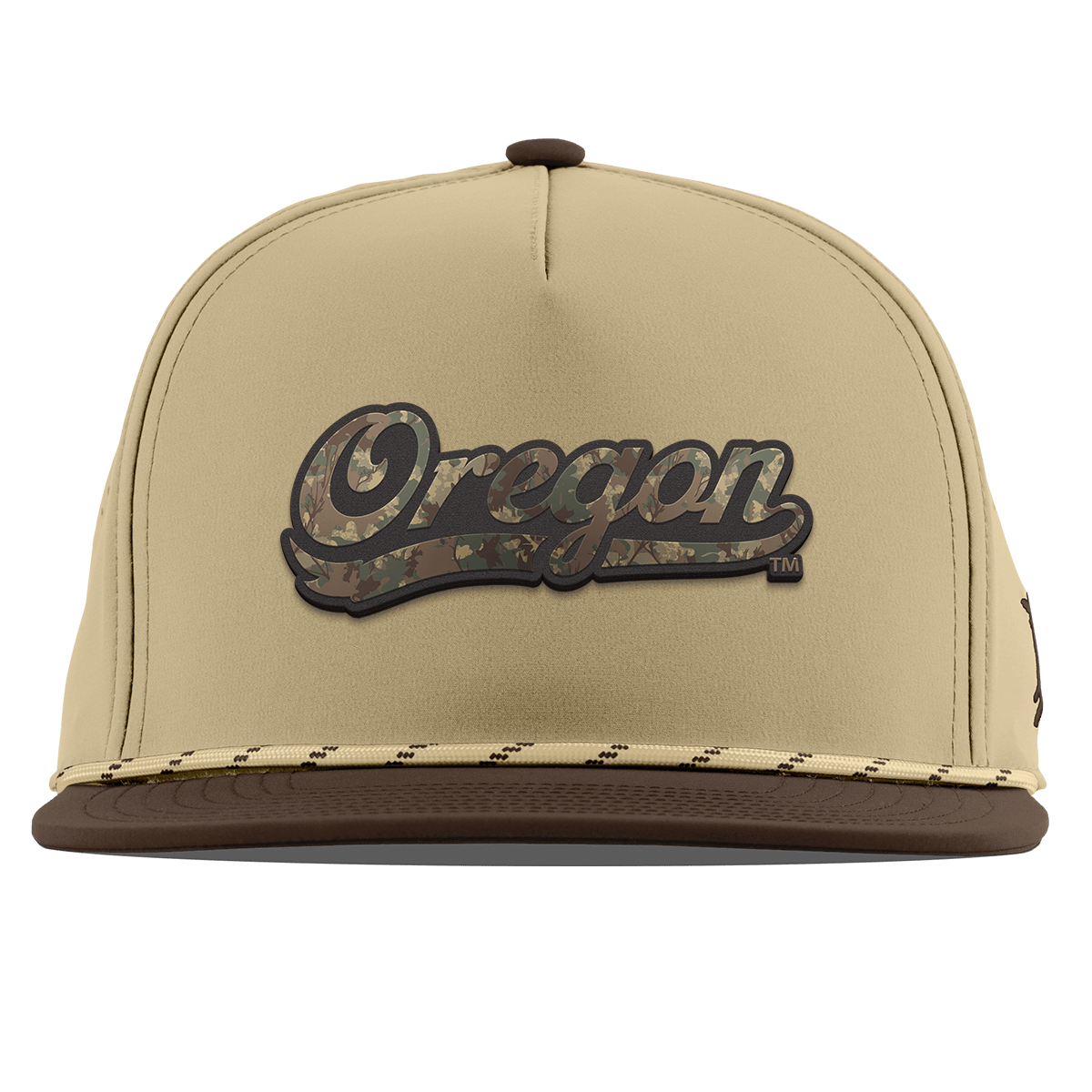 University of Oregon "Oregon Timber Camo Script" Flat 5 Panel Rope Desert/Brown