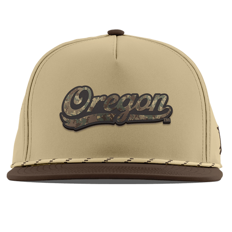 University of Oregon "Oregon Timber Camo Script" Flat 5 Panel Rope Desert/Brown
