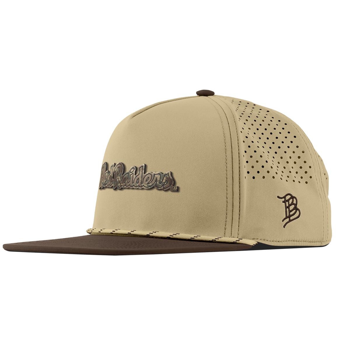 Texas Tech University "Red Raiders Timber Camo Script" Flat 5 Panel Rope Desert/Brown