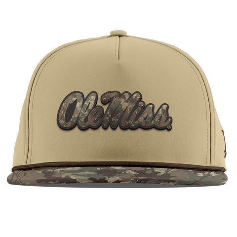 University of Mississippi "Ole Miss Timber Camo Script" Flat 5 Panel Rope Desert/Timber Camo