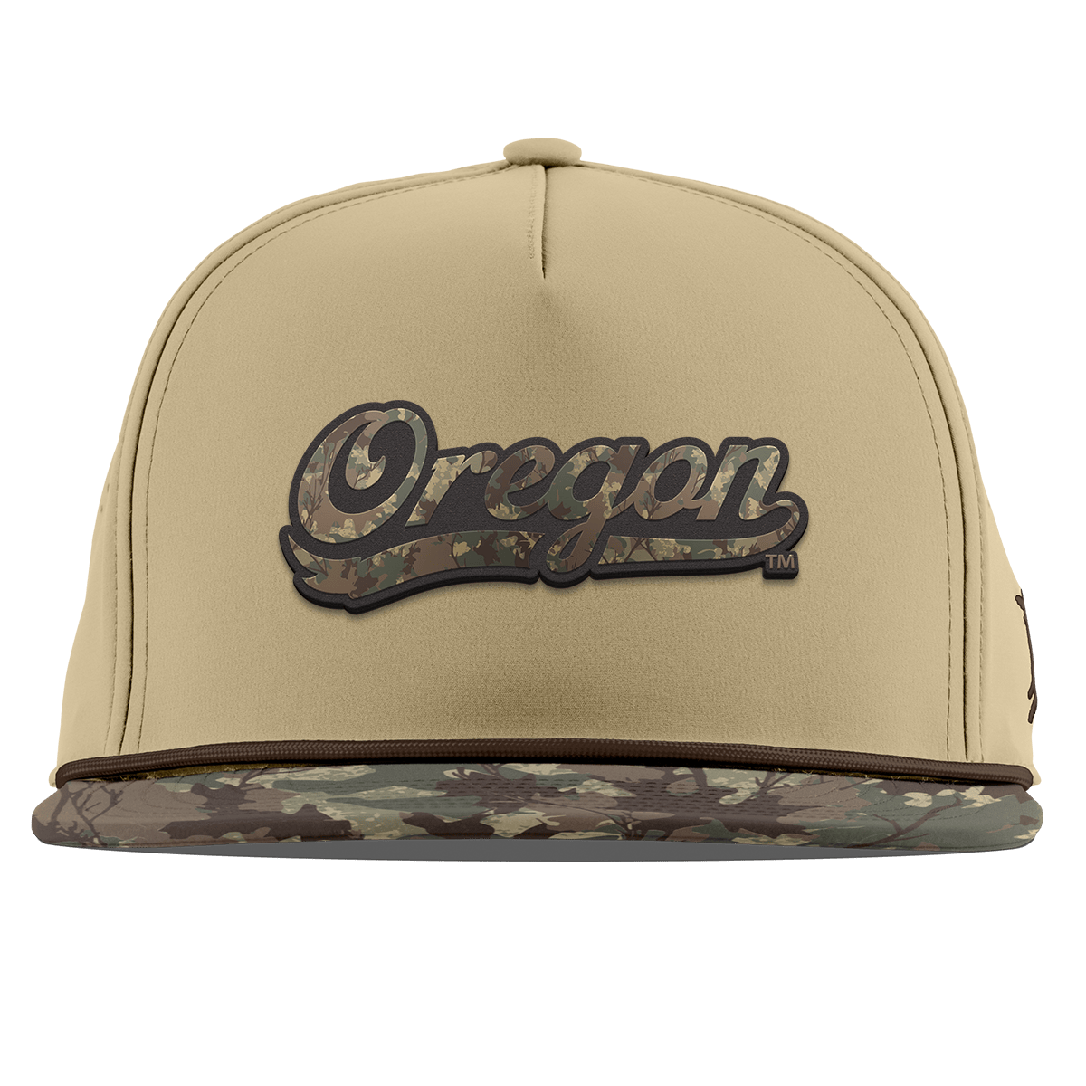 University of Oregon "Oregon Timber Camo Script" Flat 5 Panel Rope Desert/Timber Camo