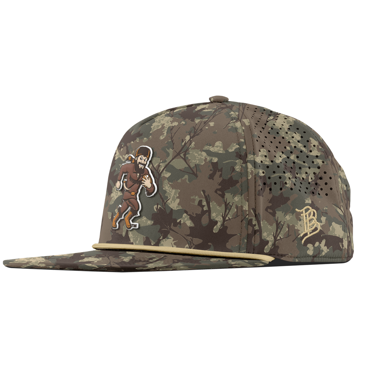 West Virginia University "WVU Mountaineer Football Logo" Flat 5 Panel Rope Timber Camo