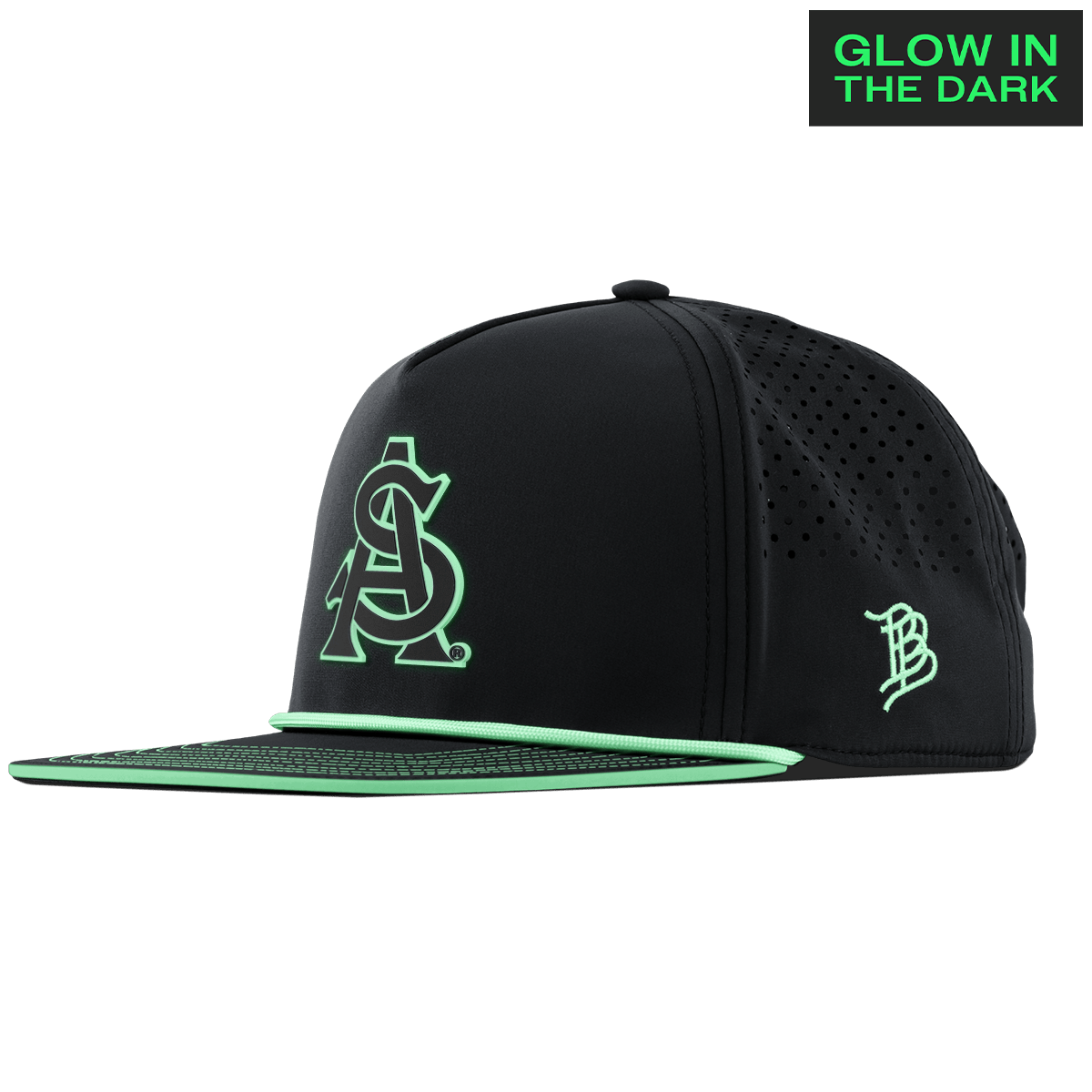 Arizona State University "ASU Glow Series" Limited Edition Glow Flat 5 Panel Rope Black + White Glow Rope