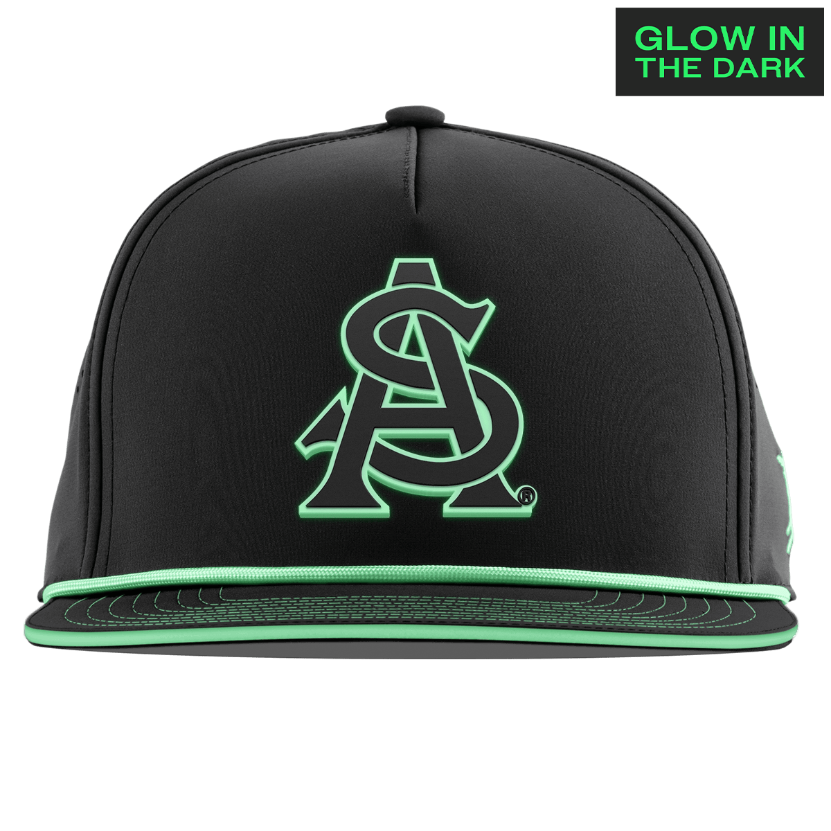 Arizona State University "ASU Glow Series" Limited Edition Glow Flat 5 Panel Rope Black + White Glow Rope