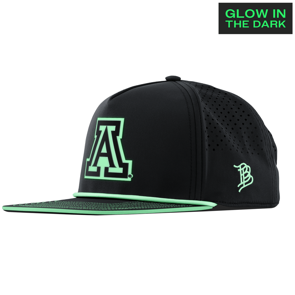 University of Arizona "Arizona Glow Series" Limited Edition Glow Flat 5 Panel Rope Black + White Glow Rope