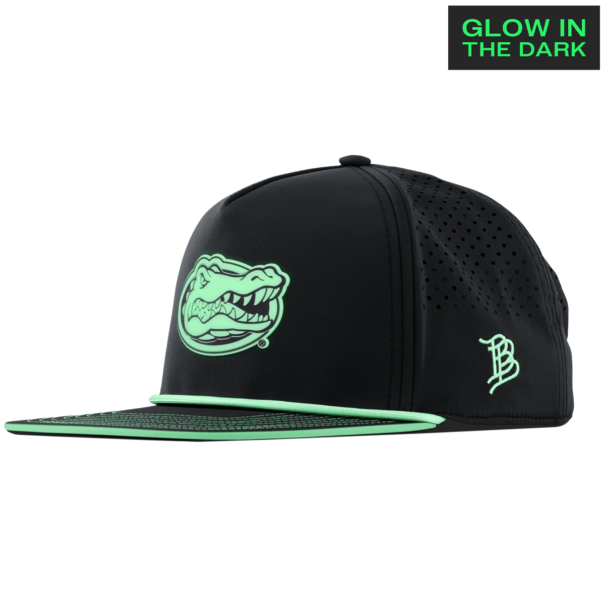 University of Florida "Florida Glow Series" Limited Edition Glow Flat 5 Panel Rope Black + White Glow Rope