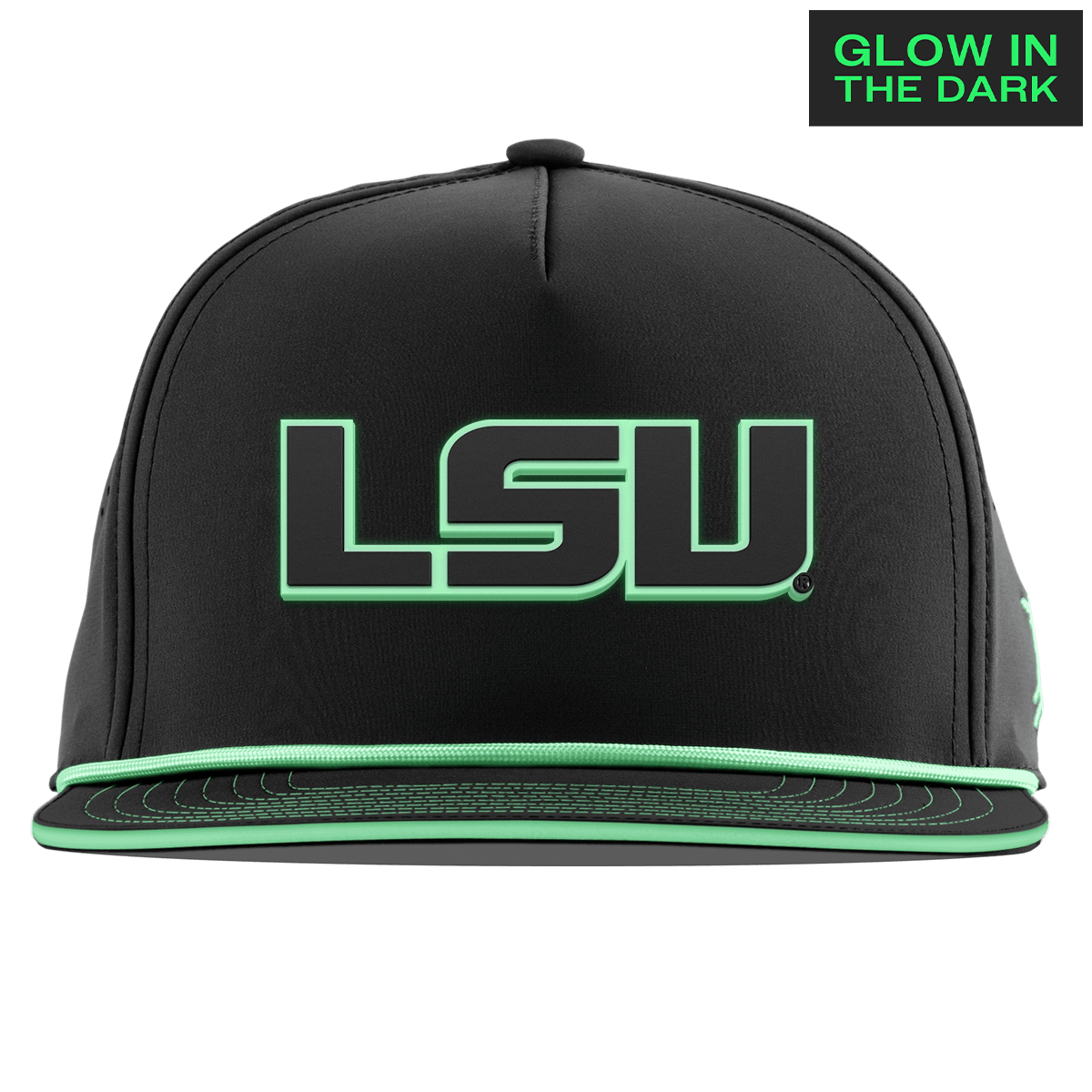 Louisiana State University "LSU Glow Series" Limited Edition Glow Flat 5 Panel Rope Black + White Glow Rope